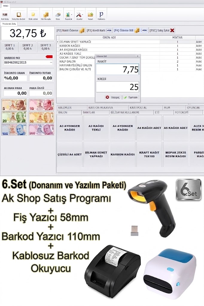 Barkod Satış Sistemi & Fiş Yazıcı & Kablosuz Barkod Okuyucu & Barkod Yazıcı