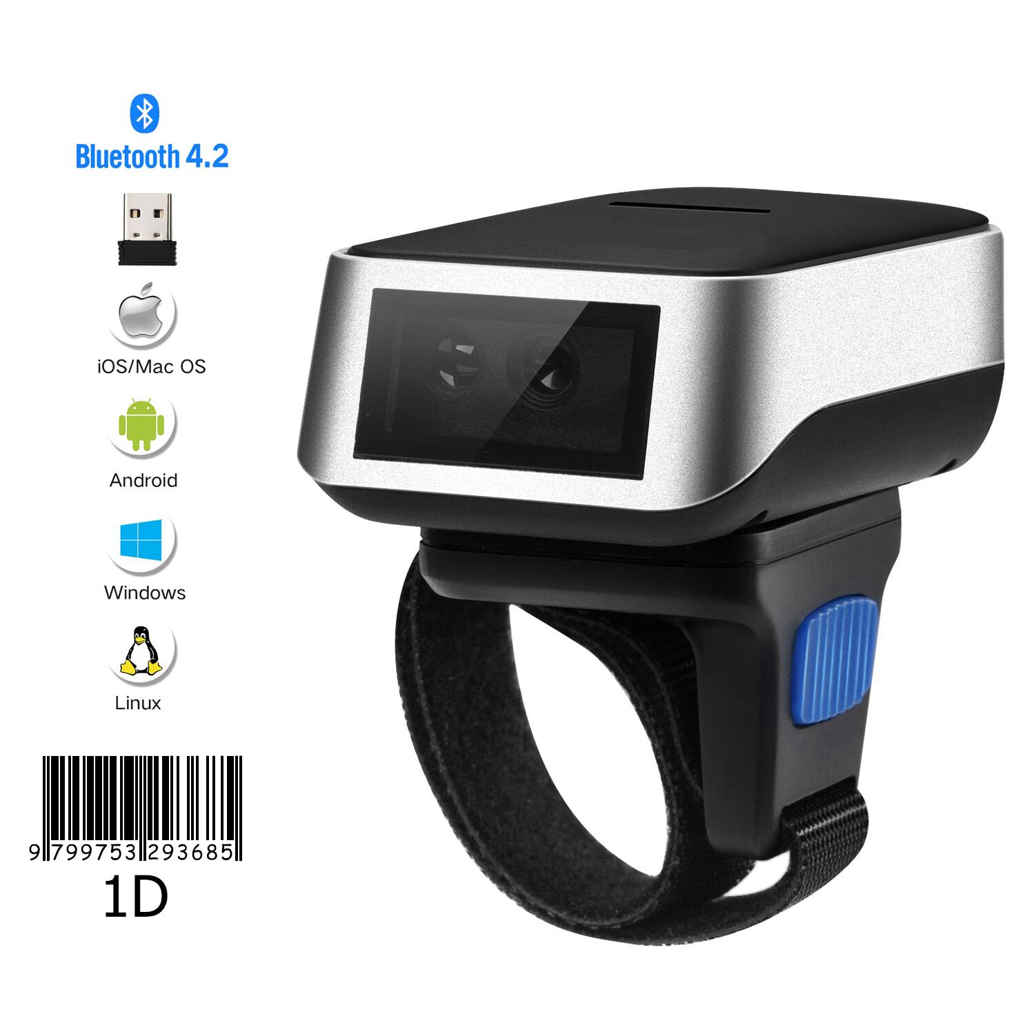 Ptbarkod Bluetooth Yüzük Barkod Okuyucu 1D